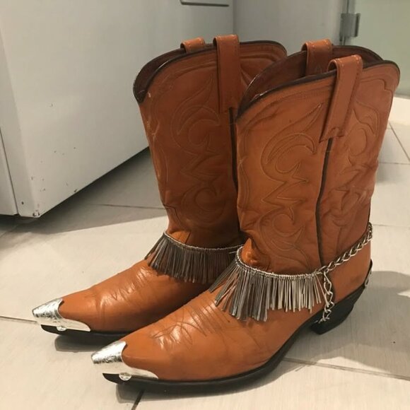 Vtg '50 ACME western cowboy harness metal tips rockabilly womens boots sz 9 C - Picture 1 of 9